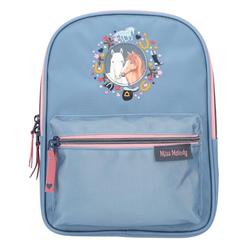Depesche 12536 Miss Melody Little Farm - Rucksack für Kinder in Blau mit Pferdemotiv, Tasche mit verstellbaren Trägern