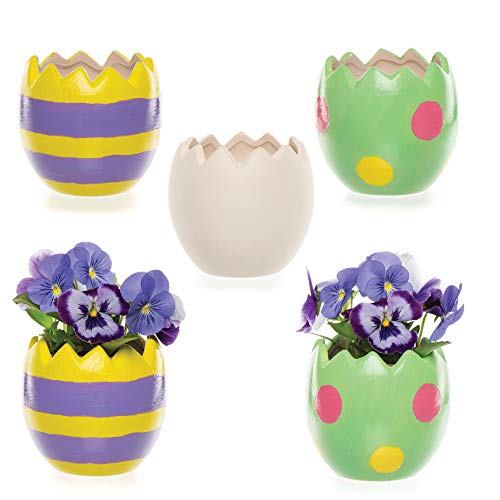 Baker Ross Keramik-Blumentöpfe „Osterei“ für Kinder zum Bemalen und Dekorieren im Frühjahr (4 Stück)