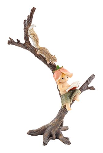 Top Collection Miniatur-Fairy Garden und Terrarium Garten Sprite Lesen Buch mit Eichhörnchen Statue