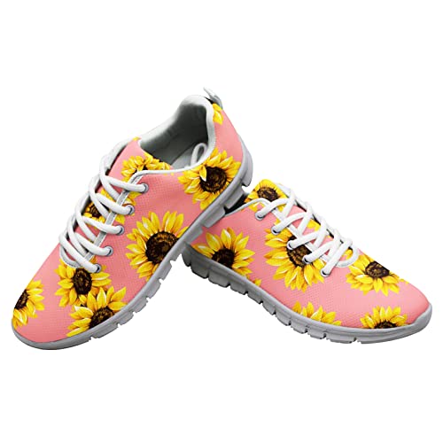 Dolyues Damen Running Sneakers Sport Sneaker Schuhe Atmungsaktiv Leichte Joggingschuh, Sonnenblumen-Design., 41.5 EU