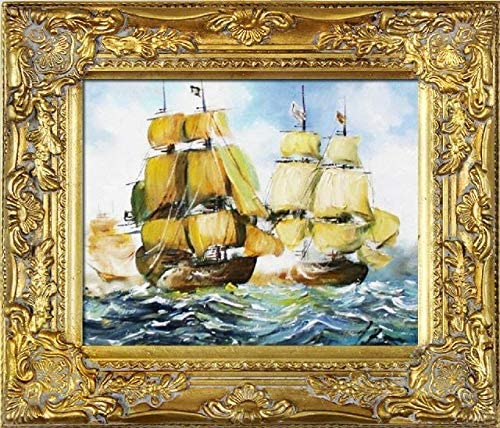 jvmoebel Gemälde Ölbild Bild Ölbilder Rahmen Bilder Schiffe Seefahrt Meer Ölgemälde 06133