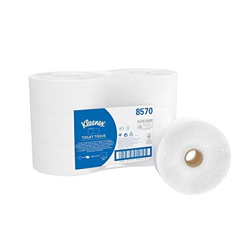 Kleenex Jumbo Toilettenpapierrolle 8570 – 6 Rollen mit je 500 weißen, 2-lagigen Blättern