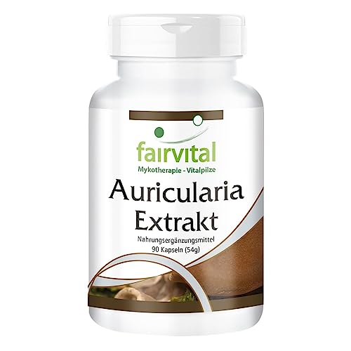 Auricularia Extrakt Kapseln 500mg - HOCHDOSIERT - VEGAN - 90 Kapseln - Pilz-Extrakt standardisiert auf 30% Polysaccharide