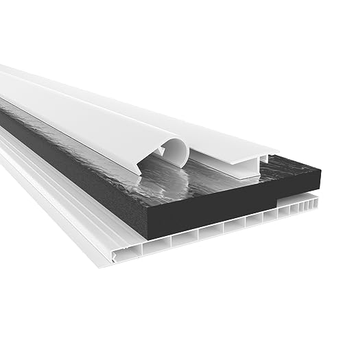 HEXIM PVC Rollladenkastendeckel Komplettset, Rollladenkastendeckel, Aufnahmeprofil & Rollladentraverse, Länge: 1000-2000mm, Breite: 120-320mm, Revisionsklappe Verschluss (160mm x 1,2 Meter)