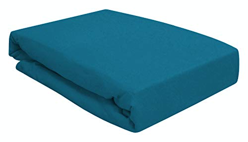 Arle-Living Spannbettlaken für Wasserbett Boxspringbett oder Übergrößen 180x200-200x220 cm - hochwertige 190 gr/m² - breites Farbsortiment (Petrol blau/Petrol Blue)