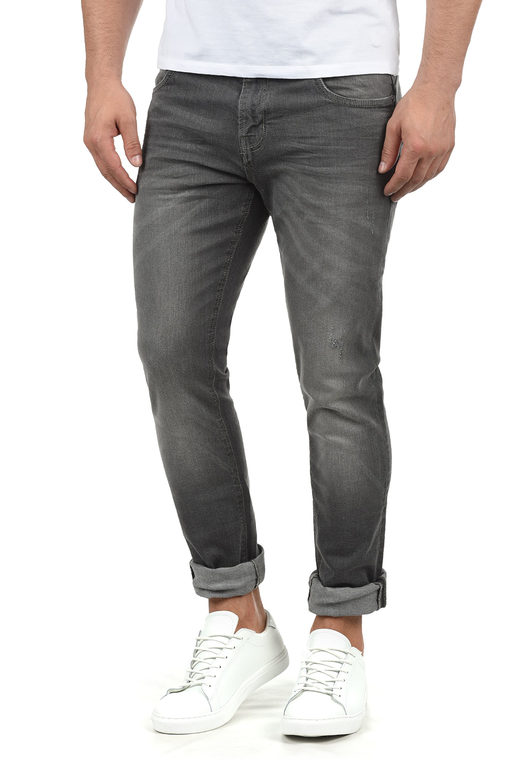 Indicode IDAldersgate Herren Jeans Hose Denim mit Stretch und Destroyed-Look Slim Fit, Größe:33/34, Farbe:Light Grey (901)