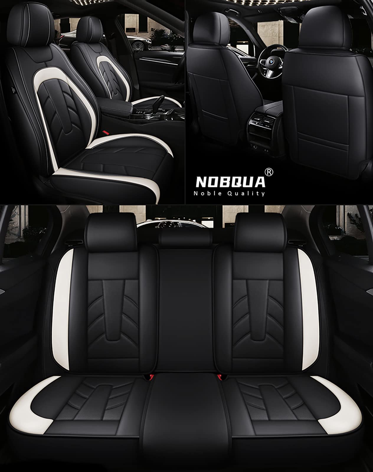 NOBQUA Sitzbezüge Auto Autositzbezüge Universal Set für VW Volkswagen Bora/Bora Sport/New Beetle/Atlas/Arteon/Arteon Shooting Brake/Polo/Polo Classic/Polo Variant/Dune/Fun/CrossPolo/Limousine