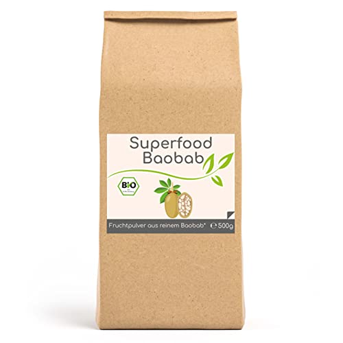 Cellavita Superfood Baobab bio Pulver Extrakt | Bio & Vegan | Hergestellt in Deutschland - (500g im Vorratsbeutel)