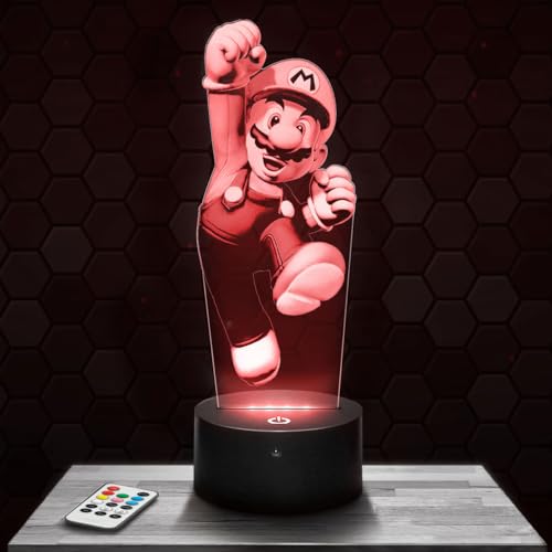 Nachttischlampe, Touch-Nachtlicht Mario - Super Mario 3D-LED-Lampe Illusion, Geschenkidee Weihnachten Geburtstag Junge und Mädchen Nachttischlampe Kinder- oder Erwachsenenzimmer