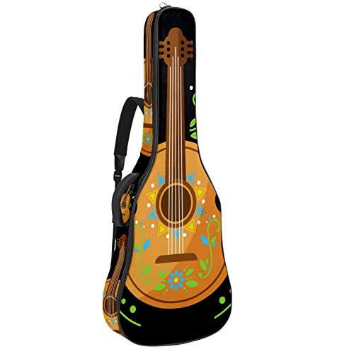 Gitarrentasche mit Reißverschluss, wasserdicht, weich, für Bassgitarre, Akustik- und klassische Folk-Gitarre, Blumengitarre