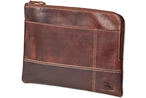 Woodland Ledertasche Hülle Etui Echtleder Tablet 17,5 x 23,5 cm Innenmaß BANKTASCHE REISEPAPIERETASCHE Büffelleder Multicolor