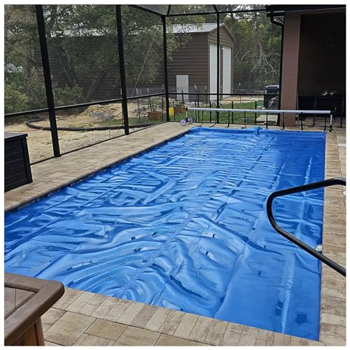 Abdeckplane Pool Groß Blau Pool-Solarabdeckung Viereckig, Wärmespeichernde Decke Für Erdverlegte & Oberirdische Schwimmbäder, 15.7mil Dick (Color : Blue, Size : 8x16ft/244x488cm)
