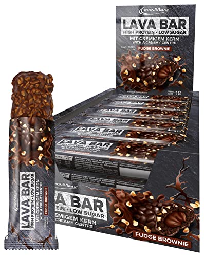 IronMaxx Lava Bar Proteinriegel, Geschmack Fudge Brownie, 18x 40 g (18er Pack)