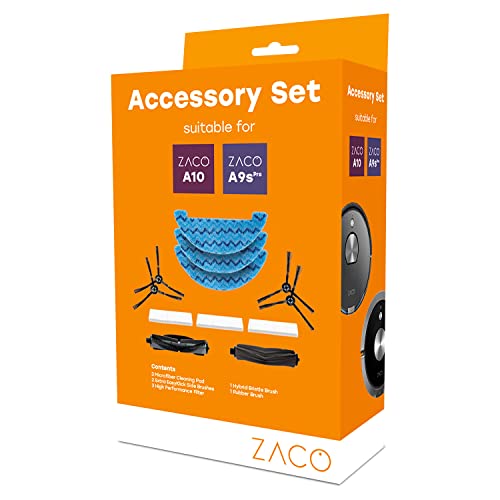 ZACO Zubehör-Set für A9sPro Saugroboter - Wischtücher, Filter, Seitenbürsten, Hauptbürste