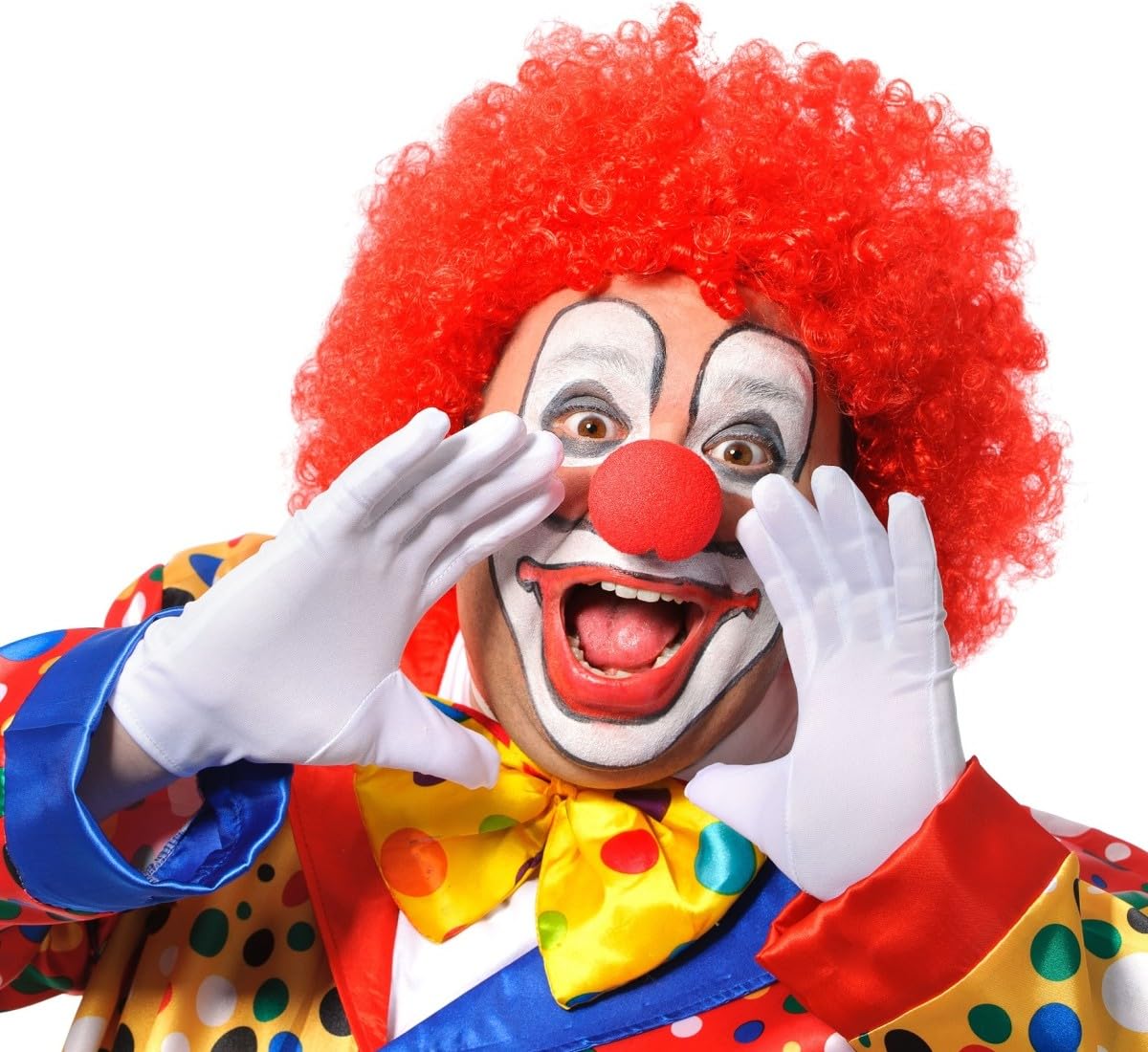 Hatstar Clown Set | Perücke + Handschuhe + rote Nase | für Damen und Herren | zu Karnaval und Fasching | Accessoire für Clown Kostüm