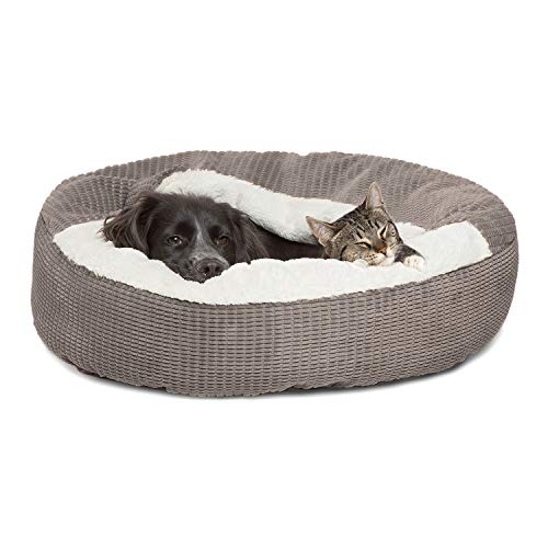 Best Friends by Sheri Cozy Cuddler Luxury Orthopedic Dog and Cat Bed with Hooded Blanket for Warmth and Security - Machine Washable, Water/Dirt Resistant Base - Standard Grey, Jumbo (CZC-MSN-GRY-2626)