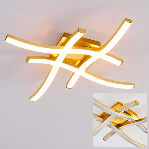 LED Deckenleuchte Grossarl, moderne Deckenlampe aus Metall/Kunststoff in Gold/Weiß, 4x5 Watt, 2600 Lumen (insgesamt), Lichtfarbe 3000 Kelvin, Leuchte in Rautenform