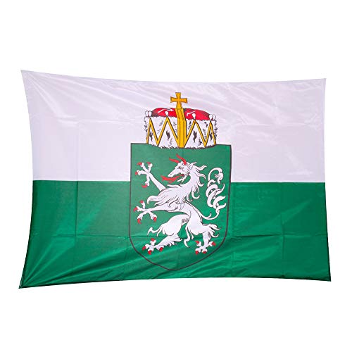 Fahnen Kössinger, Hissflagge im Querformat, Fahne Bundesland Steiermark, Hissflagge mit Wappen, hochwertiger Siebdruck, Brillante Farben, weiß-grün, reißfest, 200 x 120 cm, 2,4 m² Fläche