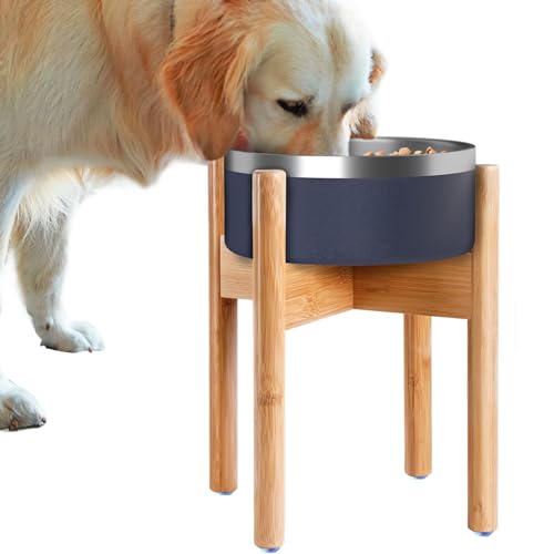 ZPirates Verstellbarer Hundenapfständer für mittelgroße Hunde – 17,8 cm breit, Höhe 27,9 cm, ausziehbarer Halter, passend für die meisten Haustiernapfgrößen und -formen – natürliches Bambusholz
