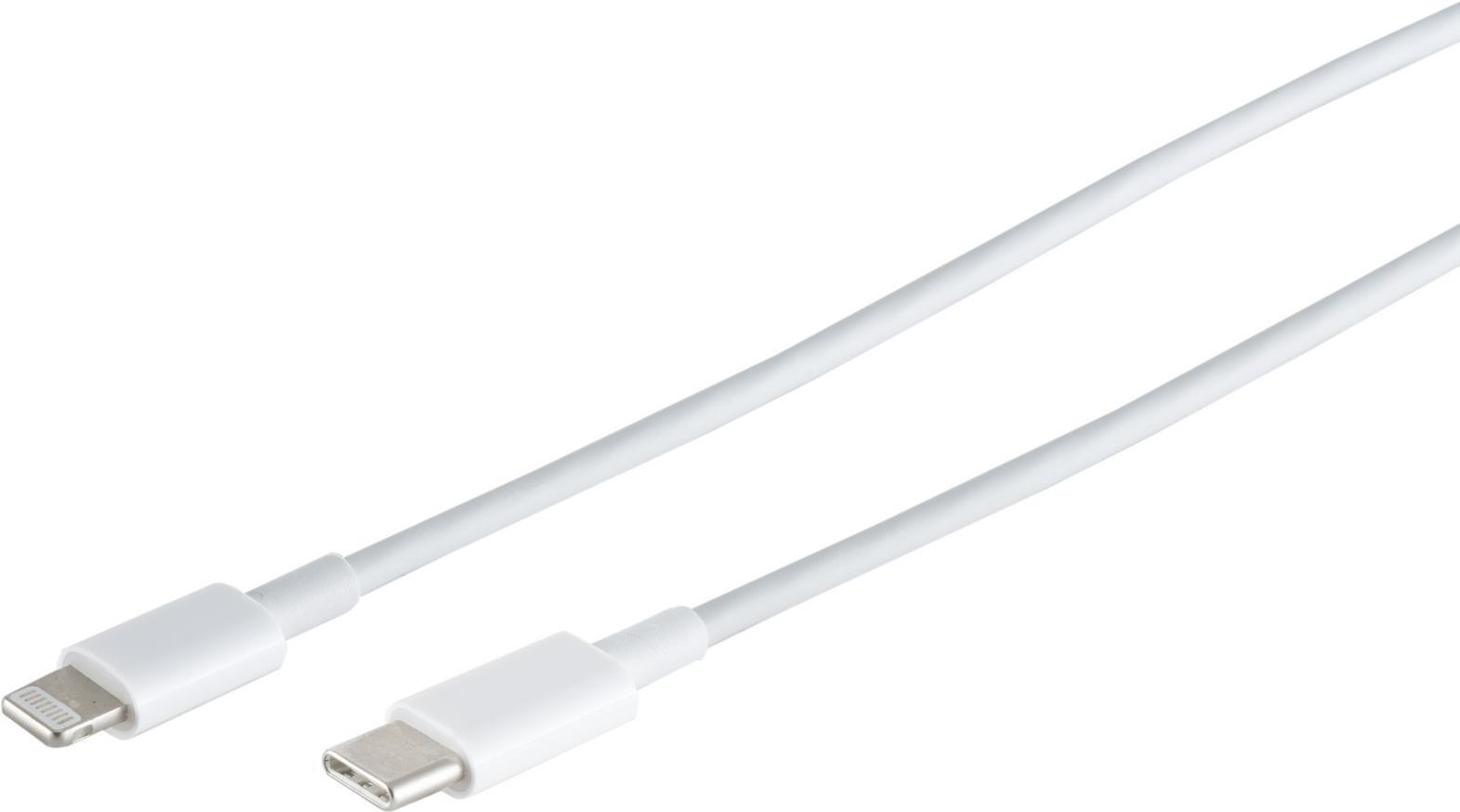 S/CONN maximum connectivity USB Lade Kabel, USB-C® Stecker auf 8-pin Stecker, PD, weiß, 1,0m (14-13051)