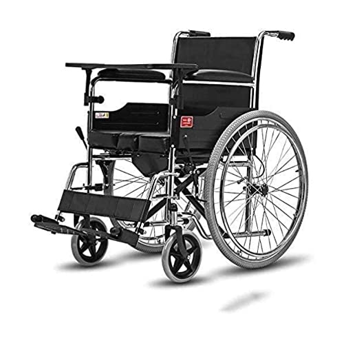 Rollstuhl Selbstfahrender Rollstuhl Leichter zusammenklappbarer Sportrollstuhl Tragbarer Komforttransport-Reisestuhl für Senioren mit Behinderungen und ältere Benutzer, Schwarz Reisen Wheelchair