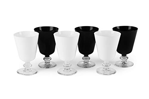 Excelsa Noble Wine Set aus 6 Gläsern, Weiß und Schwarz
