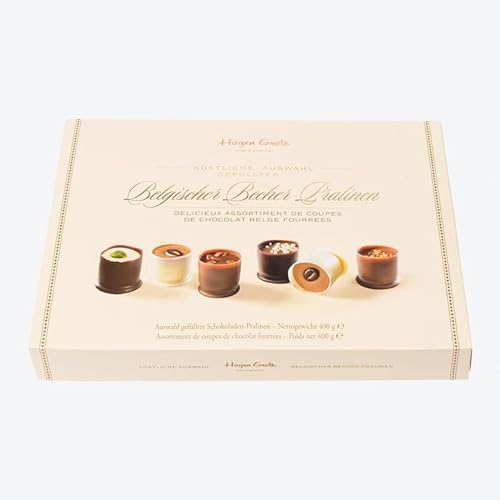 Hagen Grote Becher Pralinen, 400 g, 2x15 Stück, edles belgisches Schokoladenkonfekt, besonders zartschmelzende Füllungen in Vollmilch-, Zartbitter- und weißer Schokolade