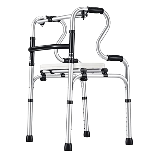 Rollatoren ohne Räder zum Hochklappen für Senioren mit abnehmbarem Sitz, medizinische kompakte Gehhilfe für das Heimkrankenhaus, Hilfsgehhilfe für die Rehabilitation (Color : Plastic seat)
