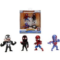 Jada Toys - Marvel Figuren-Set (4 Stück) aus Metall, Welle 1, Pop-Kultur Sammelfiguren, Spider-Man Classic, Venom, Miles Morales Unmasked, Spider-Man 2099, 4 Stück/Set, 6 cm