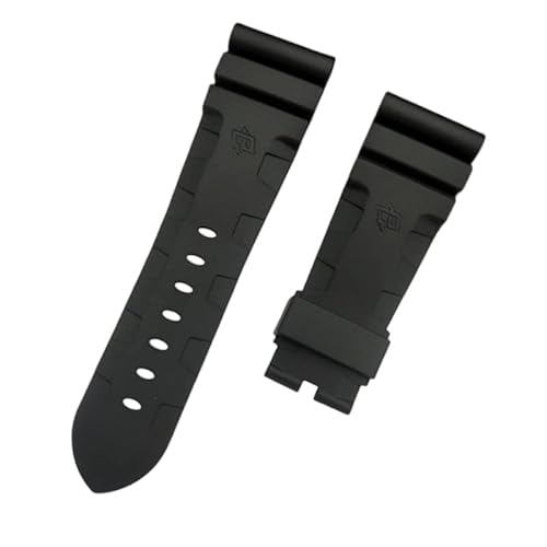 ROUHO Wasserdichtes Silikonarmband Uhrenarmband Zubehör Armbanduhr Band für PA-NE-RAI PAM351 PAM111 PAM380-Schwarz 26mm