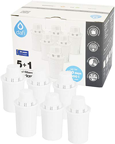 DAFI Universelle Wasserfilterpatronen Wasserfilter, Plastik, Weiß, 6 Stück (1er Pack), 6