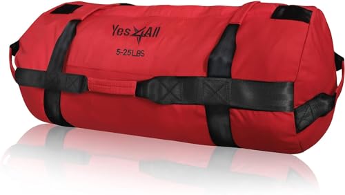 Yes4All Workout-Sandsäcke, strapazierfähige Sandsäcke für Fitness, Kondition, MMA und Kampfsport – Rot – S