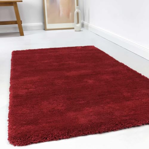 wecon home Kuschelig weicher Esprit Hochflor Teppich, bestens geeignet fürs Wohnzimmer, Schlafzimmer und Kinderzimmer RELAXX (70 x 140 cm, rot)