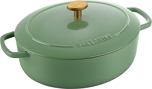 BALLARINI Bellamonte Auflaufform Bräter Dutch Oven emailliertes Gusseisen oval 23 cm 2,2 L grün