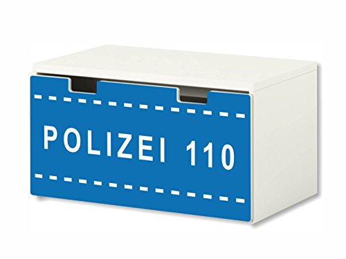 STIKKIPIX kompatibel für die Kinderzimmer Banktruhe STUVA von IKEA (90 x 50 cm) | Polizei Möbelfolie | BT37 | Möbelaufkleber mit Polizei-Motiv | Möbel Nicht Inklusive