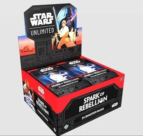 Star Wars: Unlimited - Spark of Rebellion Booster Display mit 24 Booster a 16 Karten - ENGLISCH + Heartforcards® Versandschutz