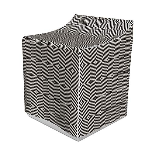 ABAKUHAUS Streifen Waschmaschienen und Trockner, Optische Illusion-Art-Grafik mit Nested Rhombus Form, Muster, Bezug Dekorativ aus Stoff, 70x75x100 cm, Eischale Koksgraue