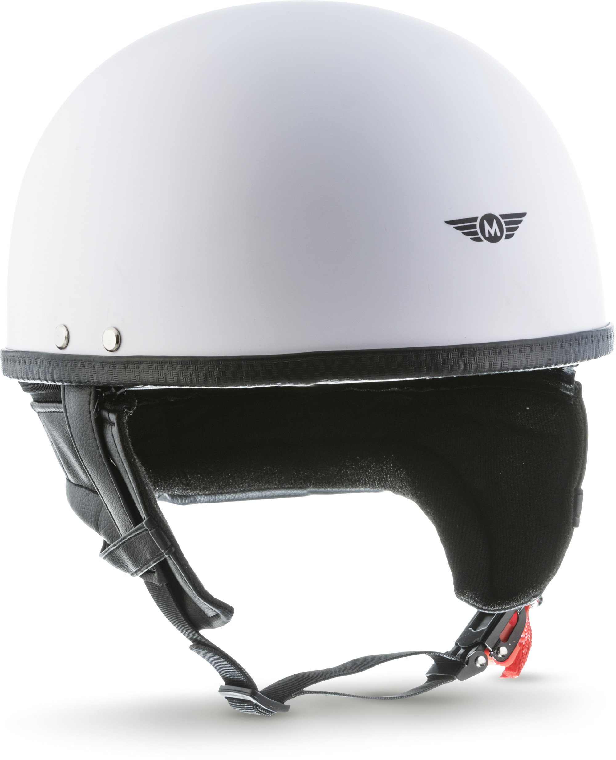 MOTO Helmets® D22 „Matt White“ · Brain-Cap · Halbschale Jet-Helm Motorrad-Helm Roller-Helm · Fiberglas Schnellverschluss SlimShell Tasche S (55-56cm)