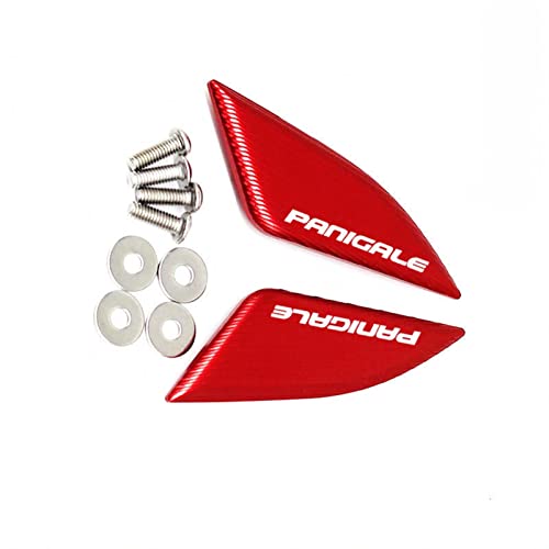 Für Ducati Panigale Panigale V4R V4S V4 Motorrad CNC Spiegel Windschutzscheibe Angetriebene Eliminatoren Abdeckung Spiegelkappe Zubehör Logo Schmücken (Color : Red)