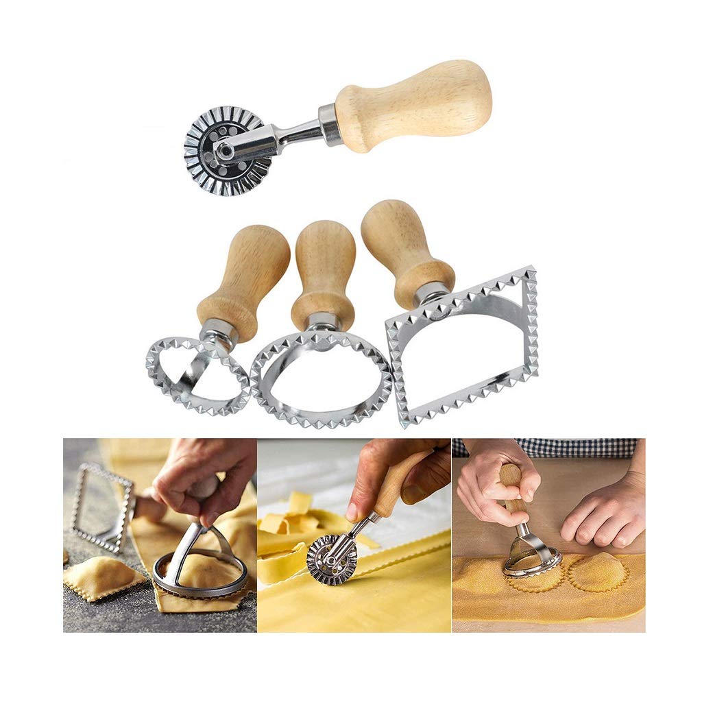 4pcs Dumpling Mold Maker, für cutting cookie/pasta/noodle, Edelstahl Ravioli Mold Gadgets Werkzeug Teigpresse Formenbau DIY Küche