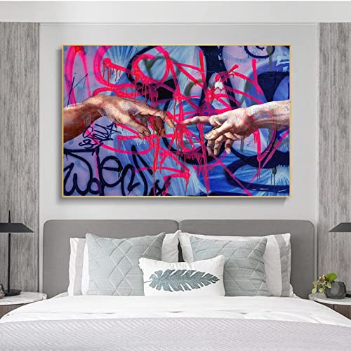 Graffiti Creation Of Adam Art Poster und Drucke Abstrakte Hände Leinwand Gemälde an der Wand Dekor Bilder für Wohnzimmer 40x60cm Rahmenlos