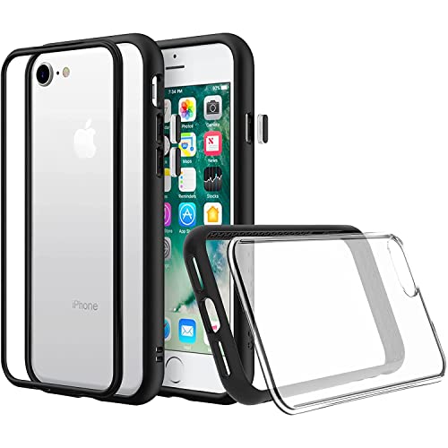 RhinoShield Modulares Case kompatibel mit [iPhone SE2 / SE (2020) / 8/7] | Mod NX - Schockabsorbierende Anpassbare Dünne Schutzhülle 3.5 Meter Fallschutz - Schwarze Hülle mit transparenter Backplate