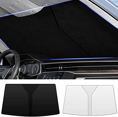 Auto-Sonnenschutz für Die Windschutzscheibe für VW Polo AW GTI 2017-2022 2023, Blockiert UV-Strahlen, Sonnenblendenschutz, Einfach zu Falten und zu Verstauen,Black