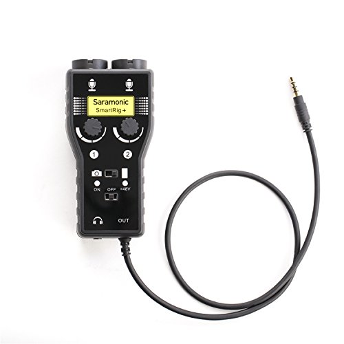 Saramonic SmartRig+ 2-Kanal XLR / 3,5 mm Mikrofon Audio Mixer mit Phantomspeisung Preamp & Gitarren-Schnittstelle für DSLR-Kameras, Camcorder, iPhone, iPad, iPod und Android Smartphones