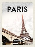 Ontrada Blechschild 30x40cm gewölbt Paris Frankreich Eiffelturm Tourismus Deko Geschenk Schild