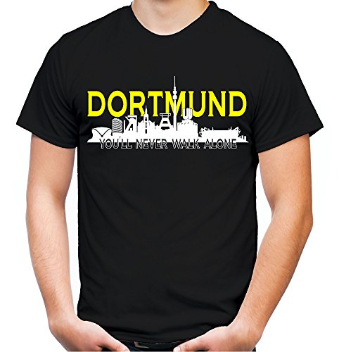 Dortmund Skyline Männer und Herren T-Shirt | Fussball Ultras Geschenk | M1 (XXXL, Schwarz)
