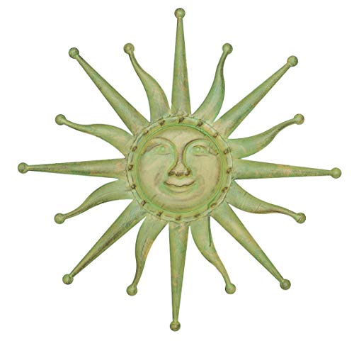 aubaho Wanddekoration Sonne 60cm Eisen Garten Terrasse grün antik Stil Metal Garden Sun