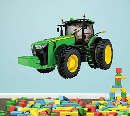 Wandaufkleber Poster Aufkleber 3D Wandbild Wandtattoo Traktor Wandtattoo Grüner Bauernhof Traktor Kinder Abnehmbare Wandkunst LB55-