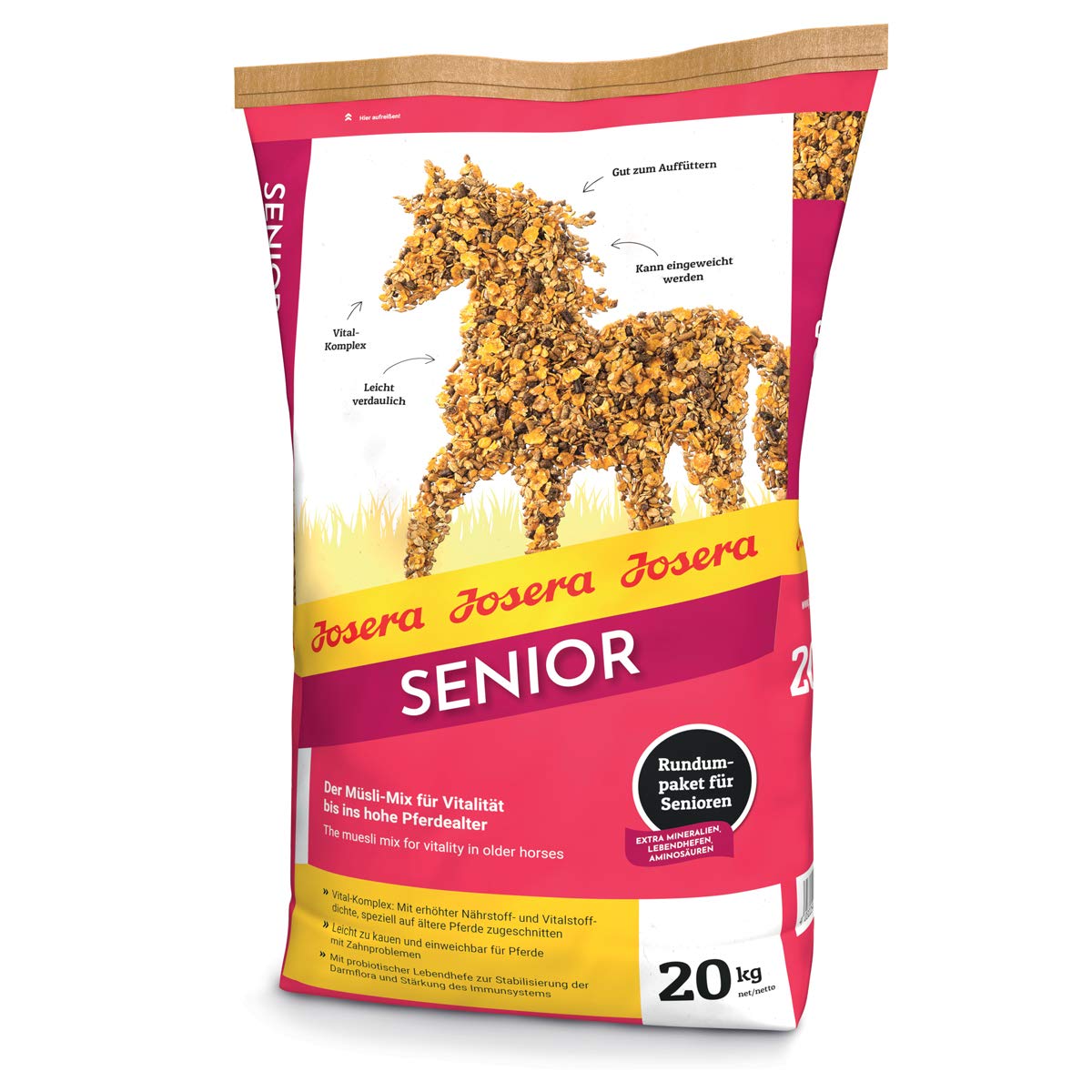 JOSERA Senior (1 x 20 kg) | Premium Pferdefutter mit Vital-Komplex | leicht verdaulich | Gut zum Auffüttern | Senior Pferdefutter | 1er Pack
