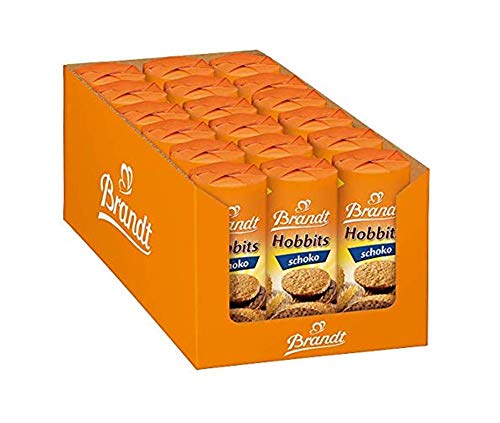 Brandt Hobbits Schoko - 18er Pack - Vorratskarton - ballaststoffreicher Vollkornkeks mit Haferflocken und zarter Schokoladenhälfte (18 x 265 g)